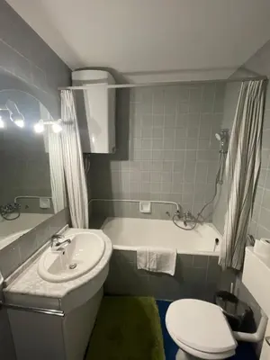 a bathroom with a sink and a tub and a toilet at Apartment Lucy, Bled in Bled