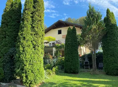 a house with trees in front of it at Villa СARPE DIEM in Laško