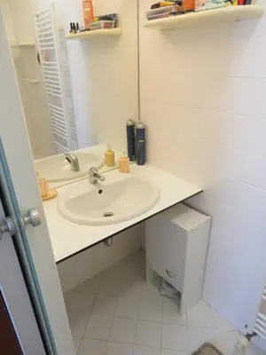 a bathroom with a sink and a mirror at Peony in Rogaška Slatina