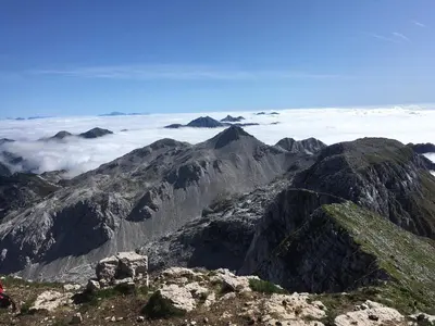 a view from the summit of a mountain at Apartma Manfreda Bovec in Bovec