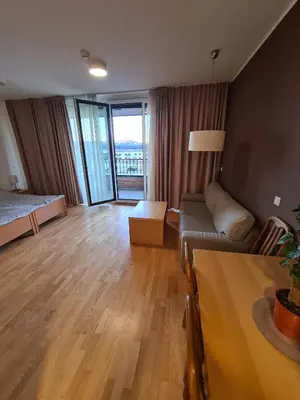 a living room with a bed and a couch at Villa Mari - apartma št. 6 in Maribor