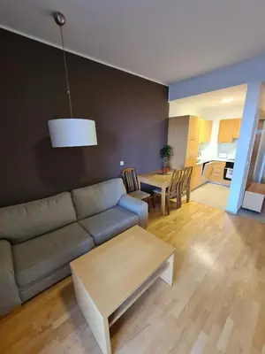 a living room with a couch and a table at Villa Mari - apartma št. 6 in Maribor