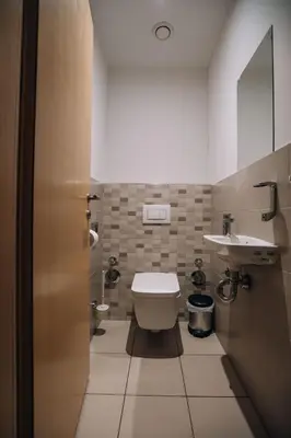a bathroom with a toilet and a sink at Villa Mari - apartma št. 6 in Maribor