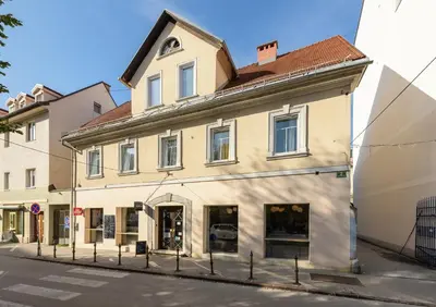 a building on the corner of a street at ROYAL SUITE, Ljubljana in Ljubljana