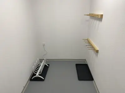 a room with a skeleton on a wall at Lux Apartment Ski&Golf in Kranjska Gora
