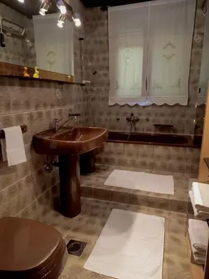 a bathroom with a sink and a toilet at Riverside Villa Avo - Apartment Martin in Spodnja Idrija