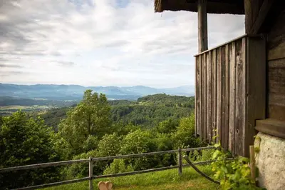 a view of the mountains from a house at Holiday home in Otocec - Kranjska Krain 26039 in Otočec