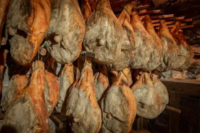 a bunch of bags hanging on a wall at Tourist Farm Škerlj in Dutovlje