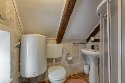 a small bathroom with a toilet and a sink at Country House Viktor in Kranjska Gora