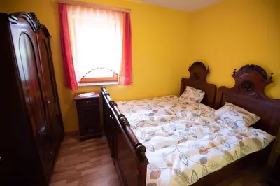 a bedroom with a bed and a window at Holiday home in Dobrnic - Dolenjska & Bela krajina Unter- & Weißkrain 26093 in Dobrnič