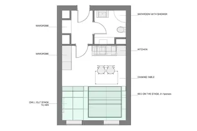 a floor plan of a house at The cute, sunny apartment in the center +P in Ljubljana
