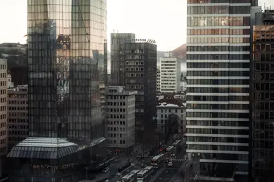 a view of a city with tall buildings at Delo 2.0. in Ljubljana
