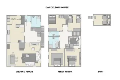 a floor plan of the apartment building with first floor and second floor at Dandelion House in Podjelje