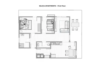 a floor plan of a house at Iglica Apartments - First Floor in Bohinjska Bela