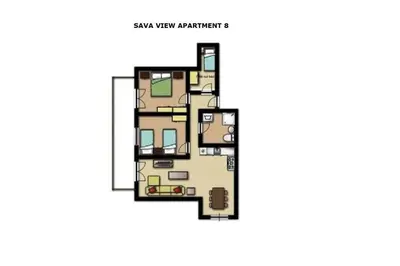 a floor plan of the salt view apartment at Sava View 8 in Ribno