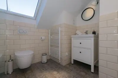 a bathroom with a toilet and a sink and a mirror at Villa Frida in Bohinj