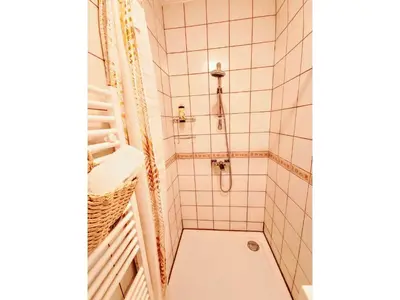 a bathroom with a shower with a toilet in it at Apartma Stanka in Bistrica ob Sotli