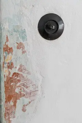 a close up of a door with a metal handle at Hiša Borov Gaj in Mojstrana