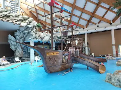 a pirate ship slide in a water park at Appartement Camp Terme Čatež P93 in Čatež ob Savi