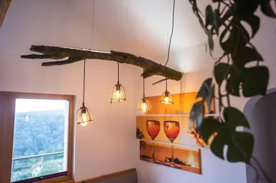 a room with lights and a window and a plant at Holiday home in Sentvid pri Sticni - Zentralslowenien 43927 in Šentvid pri Stični
