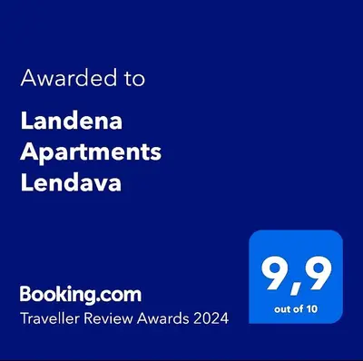 a screenshot of a cell phone with the words awarded to ladera apartments laud at Landena Apartments Lendava in Lendava