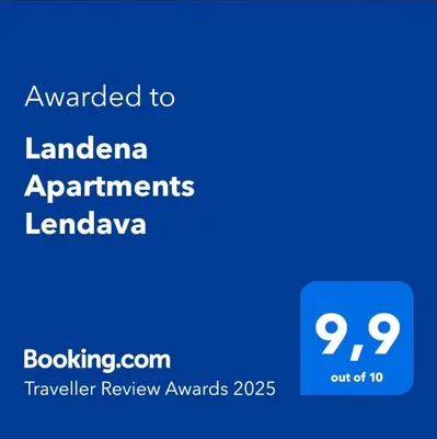 a screenshot of a phone with the text awarded to ladera apartments leender at Landena Apartments Lendava in Lendava