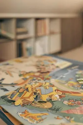 a close up of a table with a disney pattern on it at Apartment Mountain Sunrise in Škofja Loka