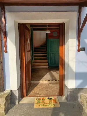 a door of a house with a mat in front of it at ADORI in Ilirska Bistrica