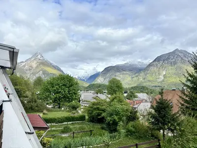 a view of a town with mountains in the background at Apartment Vita in Bovec