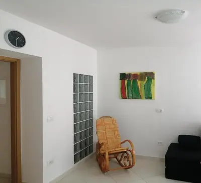 a chair in a room with a painting on the wall at Apartma Praprot in Mojstrana