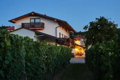 a white house with a fence in front of it at Ferjančič estate rooms in Ajdovščina