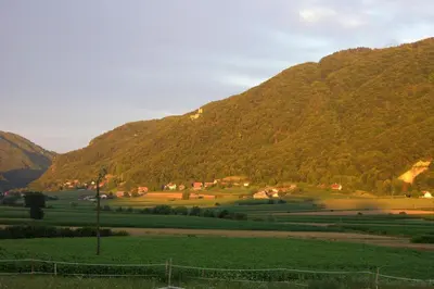 a view of a valley with a mountain at WINERY AND APARTMENTS MAROF in Bistrica ob Sotli