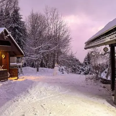 Dwarfs cabin overlooking Julian Alps near Bled